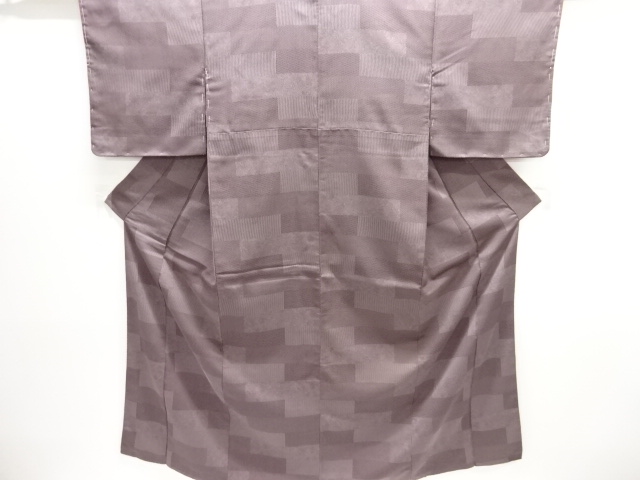 大正ロマン　変わり横段に竹模様織り出しお召着物